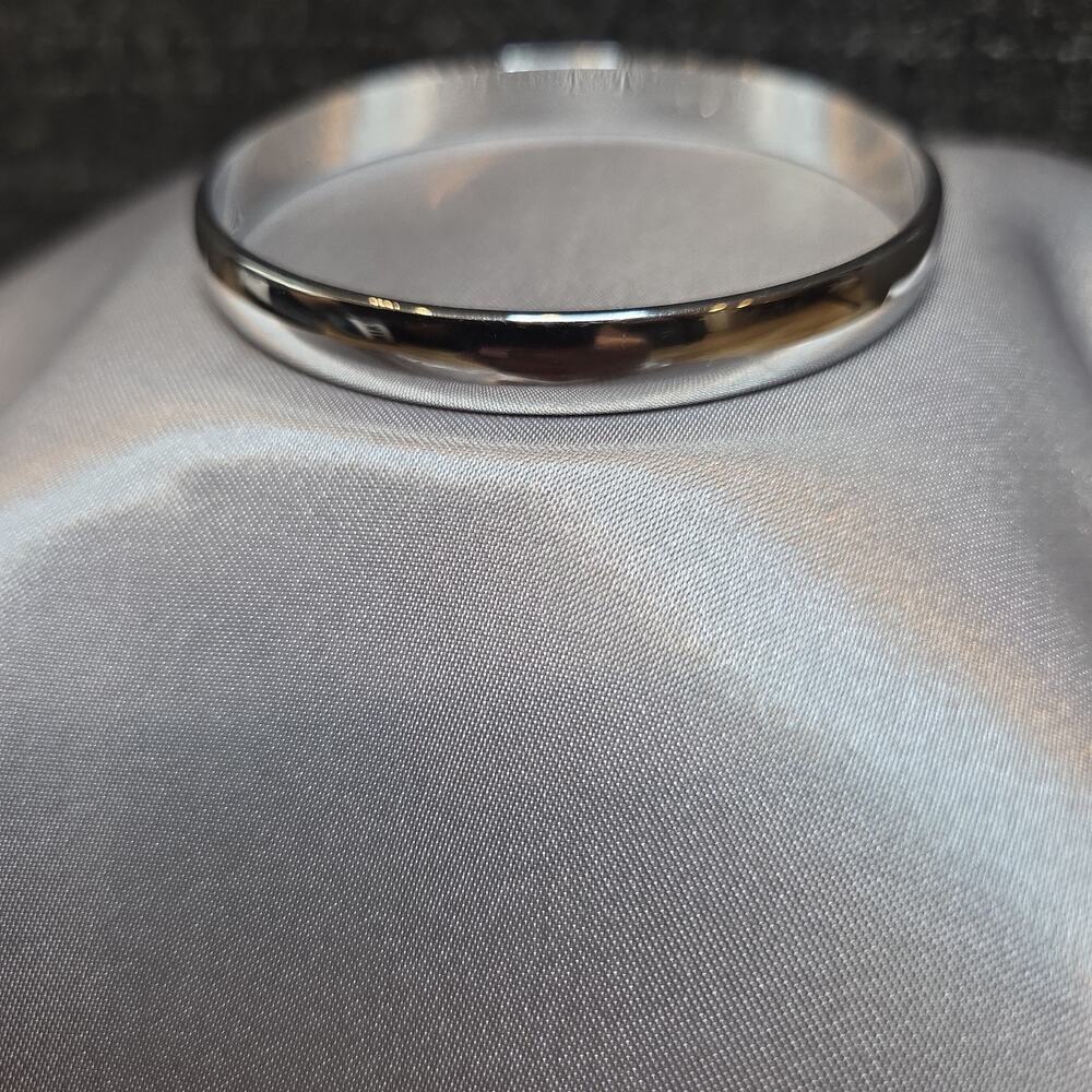 Vintage Monet Signed Silver Tone Domed Bangle Bracelet 2.5" Inner Diameter